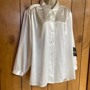 White Satin Blouse - Size: 24W